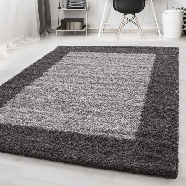 Life Shaggy Border Grey Rug